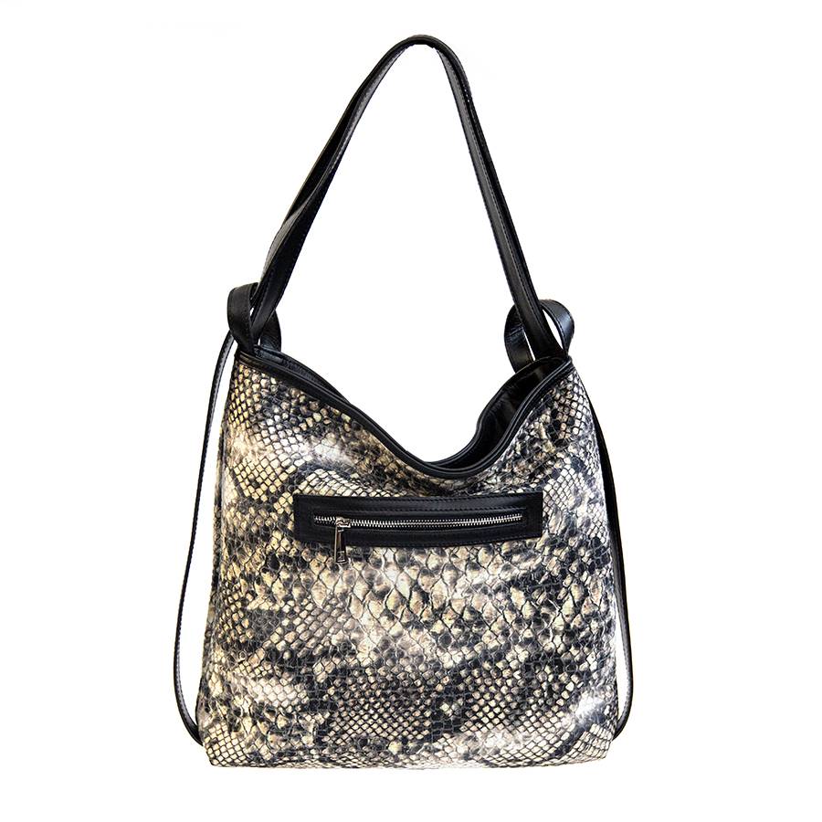 Laura Di Maggio VENICE – Zaino/borsa in pelle e tessuto roccia Saldi Di Fabbrica