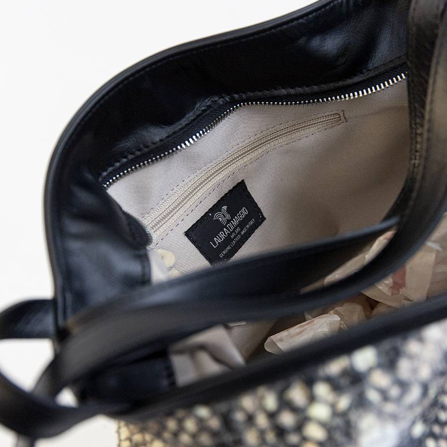 Laura Di Maggio VENICE – Zaino/borsa in pelle e tessuto roccia Saldi Di Fabbrica
