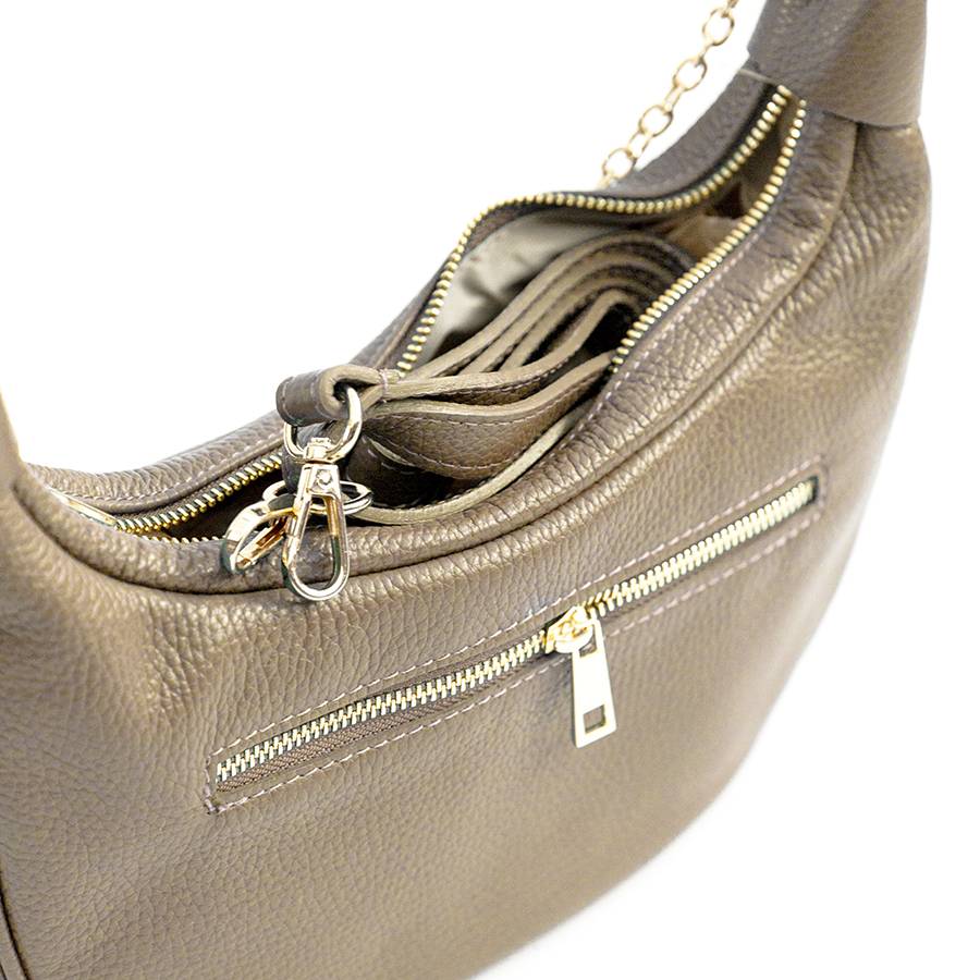 Laura Di Maggio MOON – Borsa a spalla in pelle taupe Consegna Veloce
