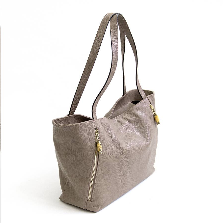Laura Di Maggio BAMBU’ SHOPPER – Borsa in pelle taupe Affare Del Giorno