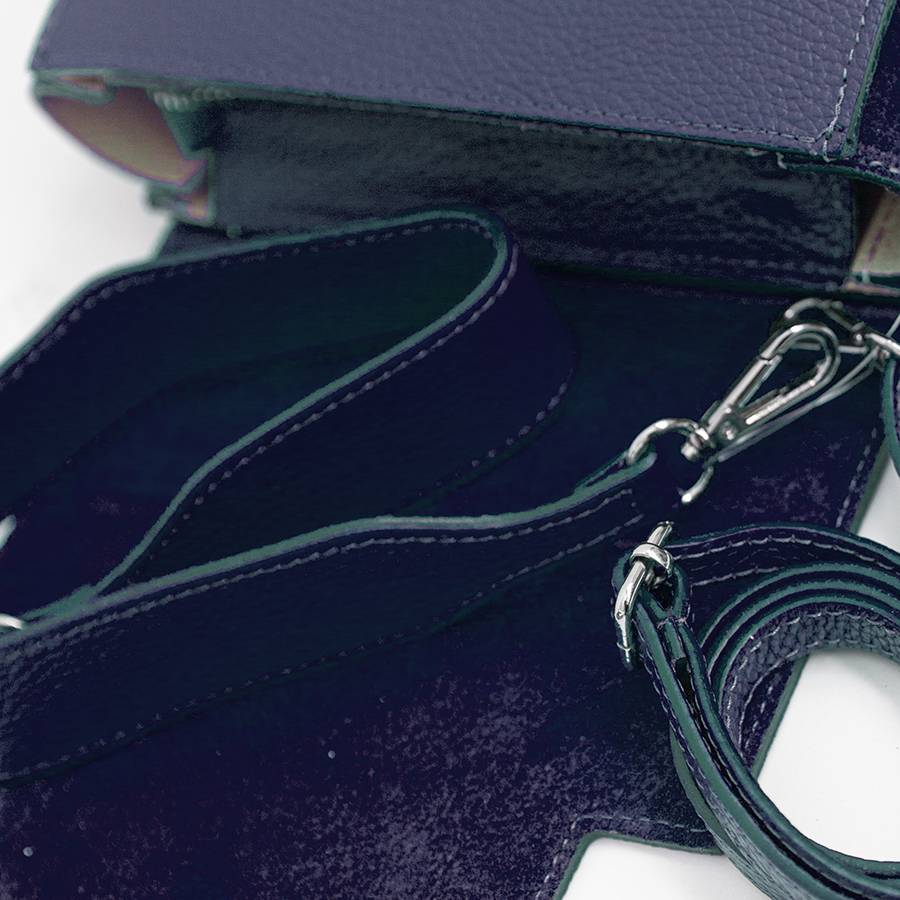 Laura Di Maggio BIJOUX – Postina in pelle dollaro e camoscio blu Offerte