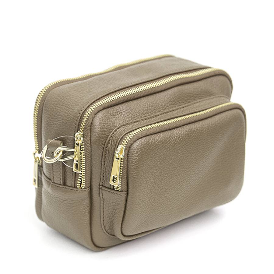 Laura Di Maggio SAPONETTA OVER – Borsa a tracolla in pelle dollaro taupe Vendita Calda