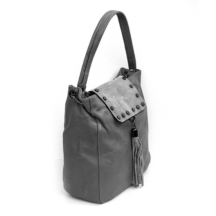 Laura Di Maggio ISIDORA – Borsa in pelle dollaro + camoscio antracite Vendita Economica