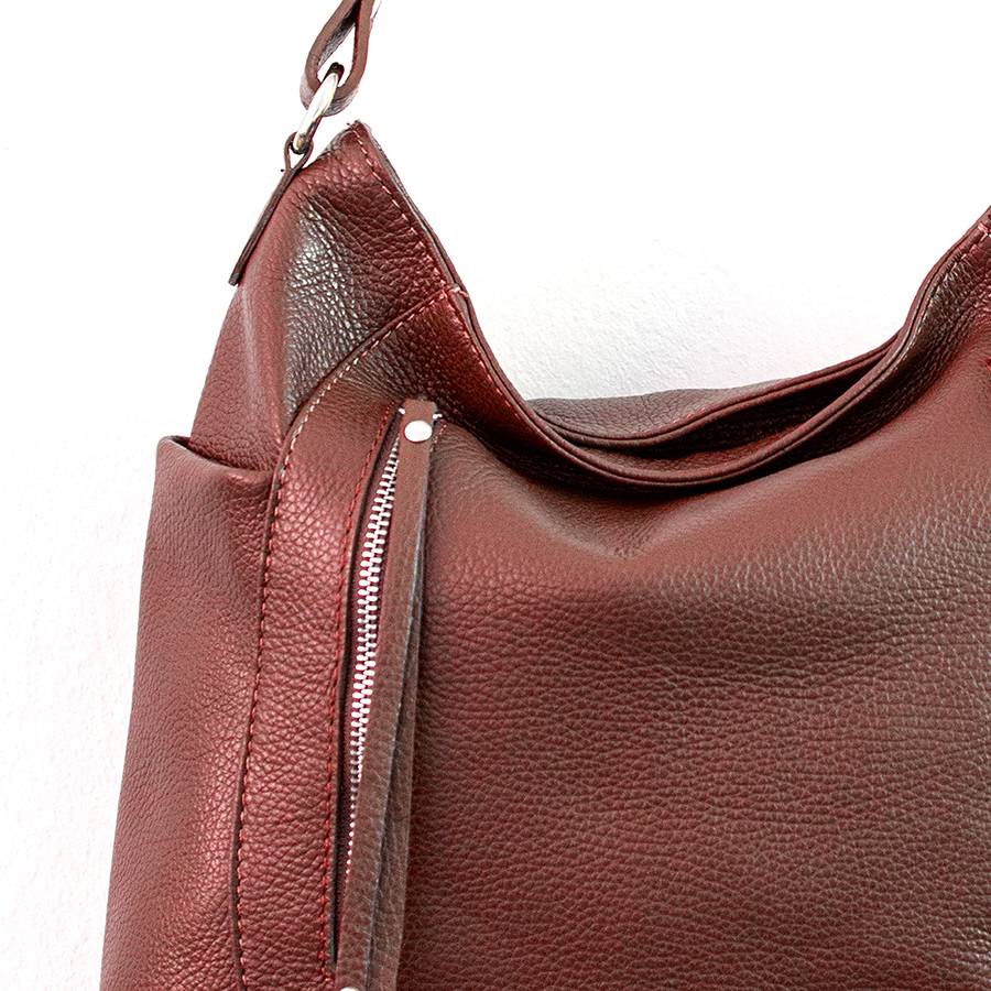 Laura Di Maggio ZIPPY – sacca in pelle con zip rubino Promozione