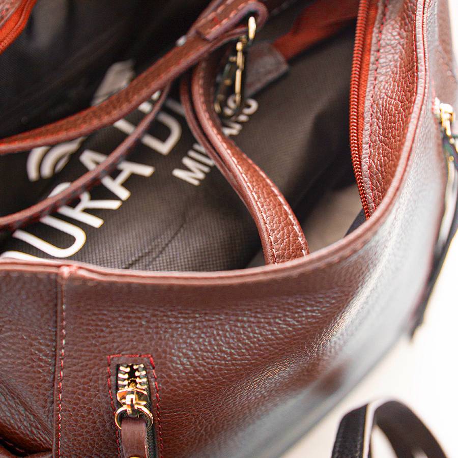 Laura Di Maggio ZIPPY – sacca in pelle con zip rubino Promozione