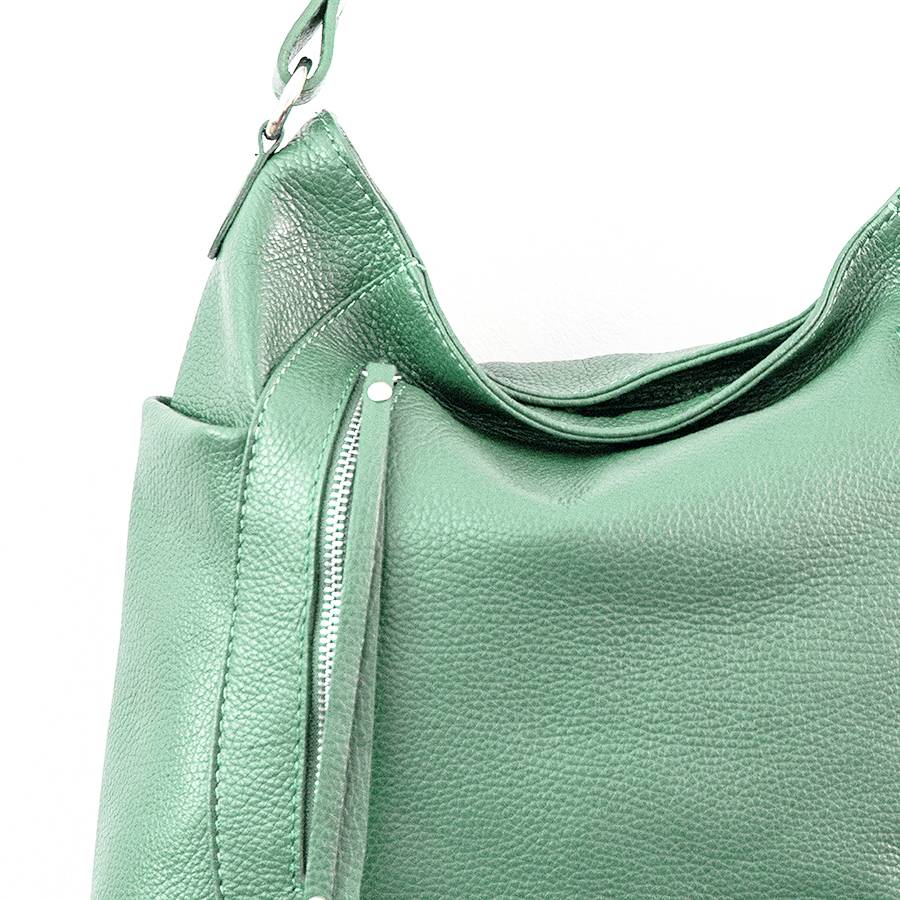 Laura Di Maggio ZIPPY – sacca in pelle con zip menta Pezzi Unici