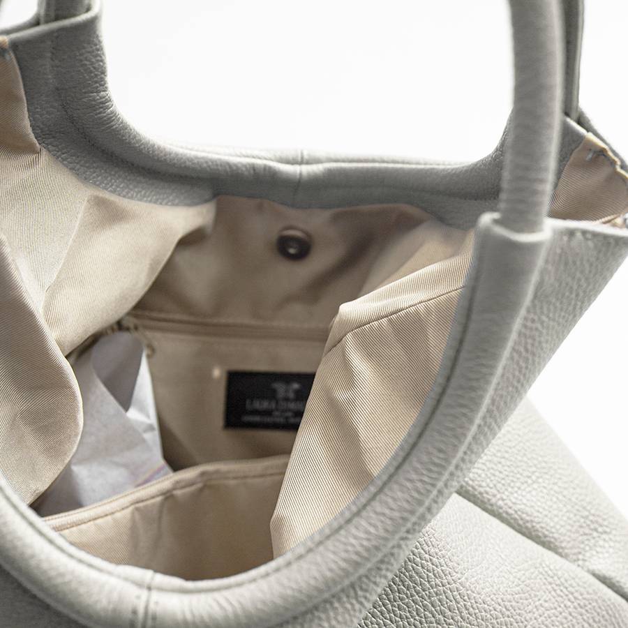 Laura Di Maggio INDIA – Maxi borsa con manico tondo in pelle latte Shopping Online