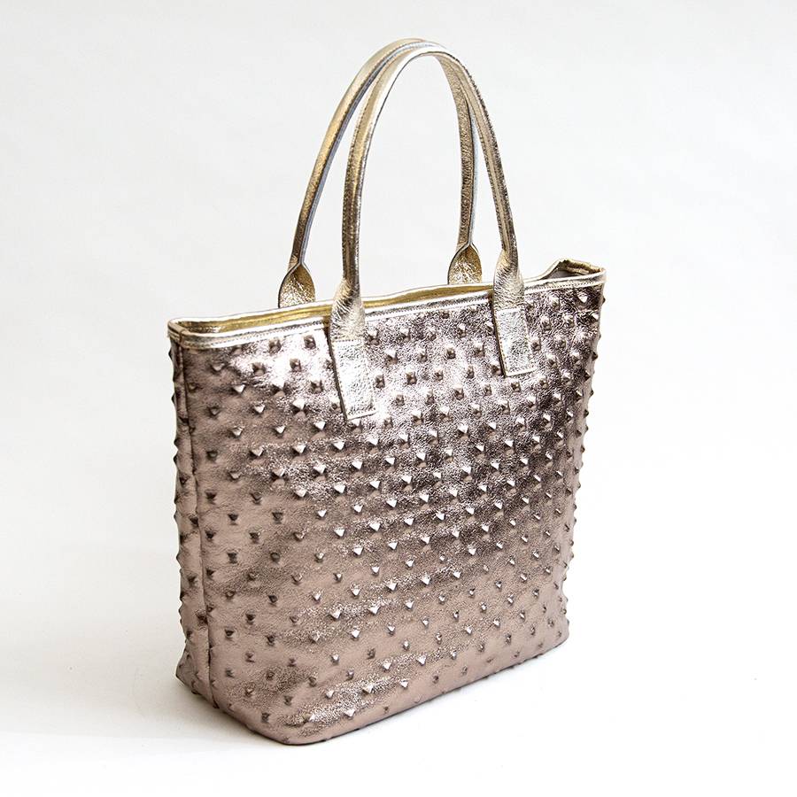 Laura Di Maggio ALTEA – shopping in pelle stampa chiodo bronzo Qualità