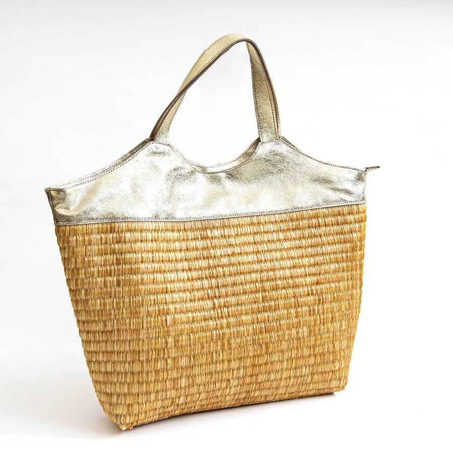 Laura Di Maggio ASTRID – borsa in paglia e pelle laminata Promozione