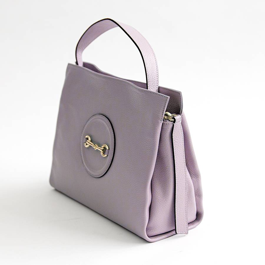 Laura Di Maggio NAIA – borsa con morsetto in pelle lilla Pezzi Unici