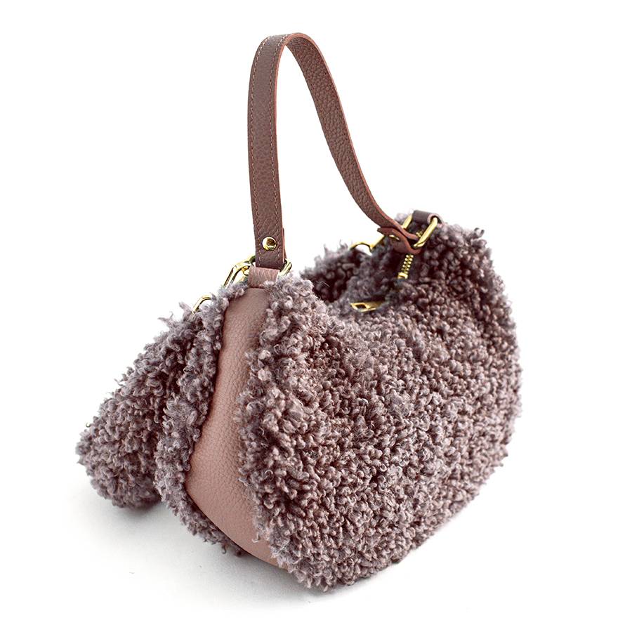 Laura Di Maggio BOUCLE’ MINI – sacca in pelle e pelliccia ecologica rosa Affare Del Giorno