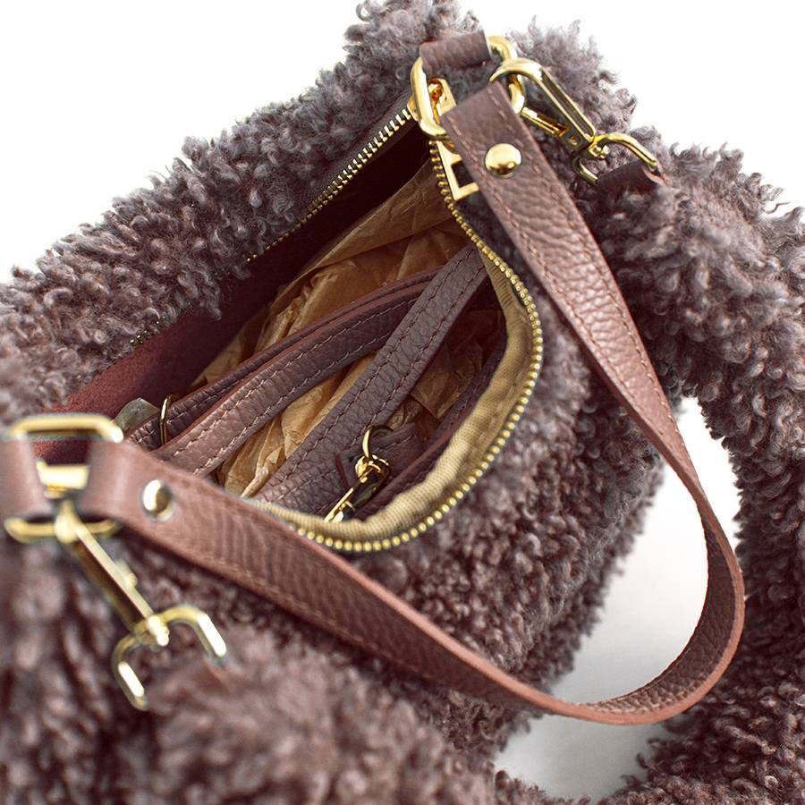 Laura Di Maggio BOUCLE’ MINI – sacca in pelle e pelliccia ecologica rosa Affare Del Giorno