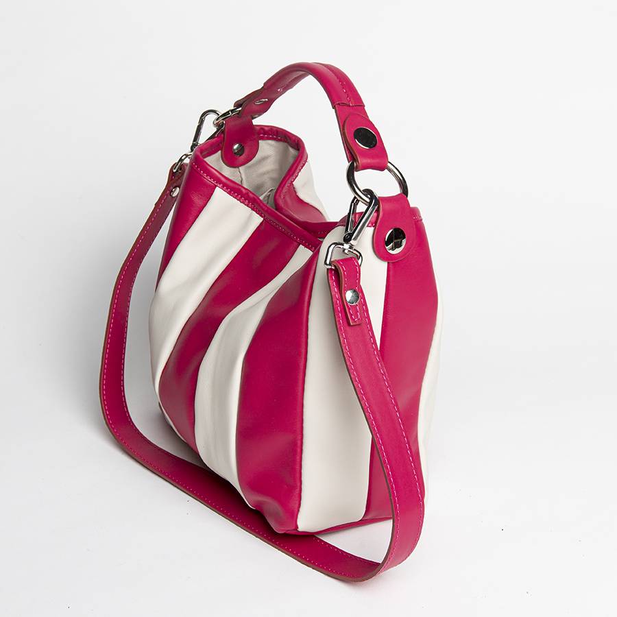 Laura Di Maggio TESSA MINI – Secchiello in pelle nappa trapuntata azalea In Vendita