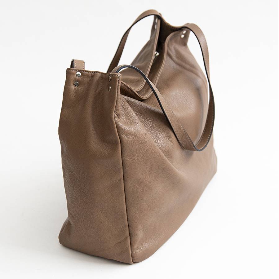Laura Di Maggio AMBROSIA – shopping in pelle nappa taupe Qualità