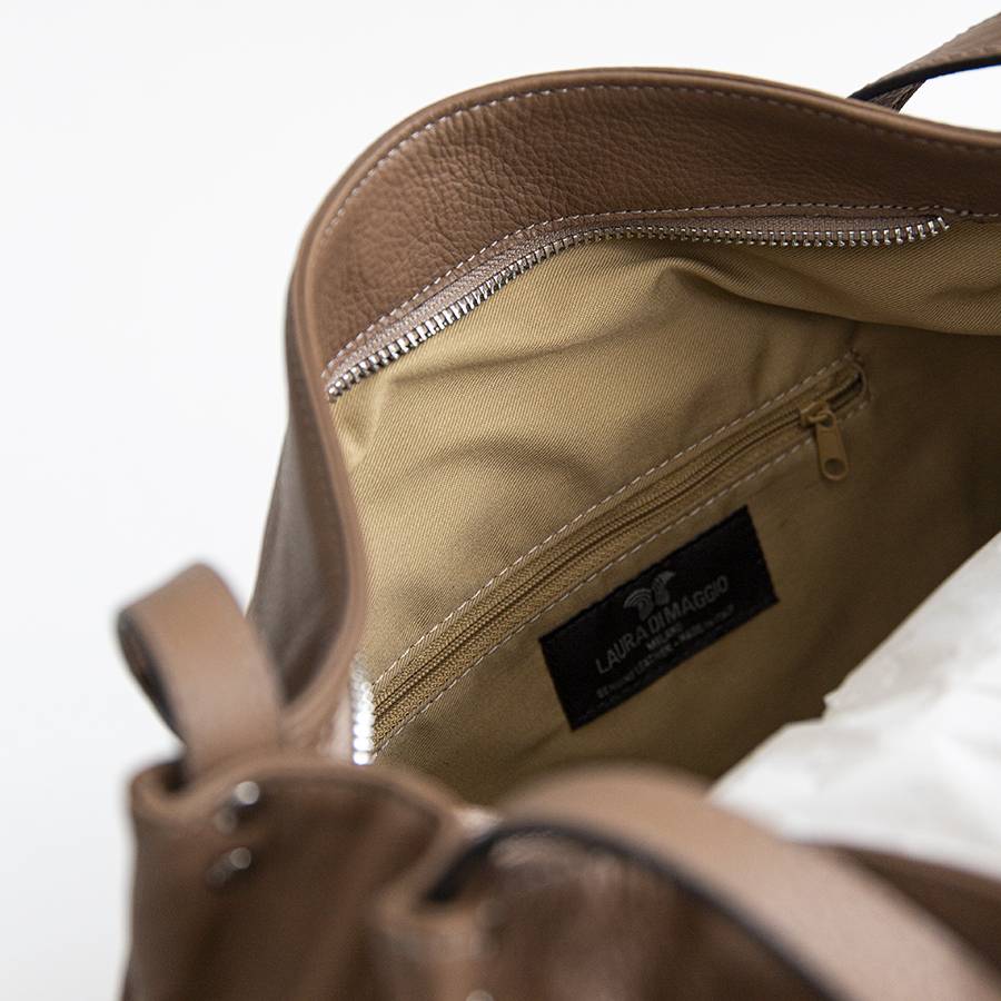 Laura Di Maggio AMBROSIA – shopping in pelle nappa taupe Qualità
