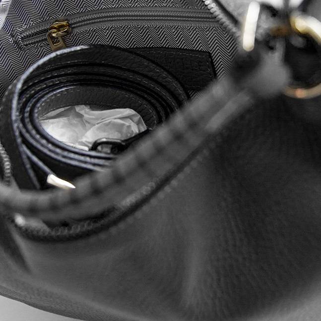 Laura Di Maggio MADRID – Sacca in pelle nera con manico lavorato Online Outlet