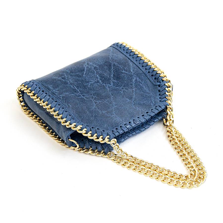 Laura Di Maggio LUMI – Borsa con catene in pelle vintage blu Fino al 60% di sconto