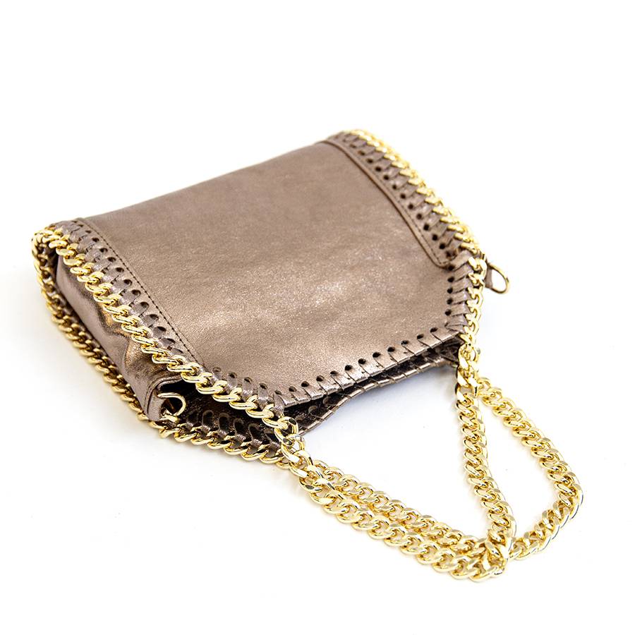 Laura Di Maggio LUMI – Borsa con catene in pelle laminata bronzo Fino al 65% di sconto