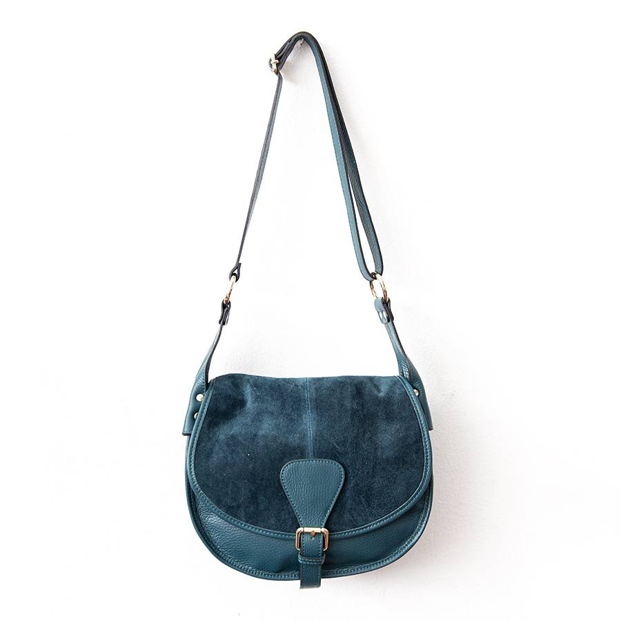 Laura Di Maggio SADDLE – postina in pelle e camoscio petrolio Officina