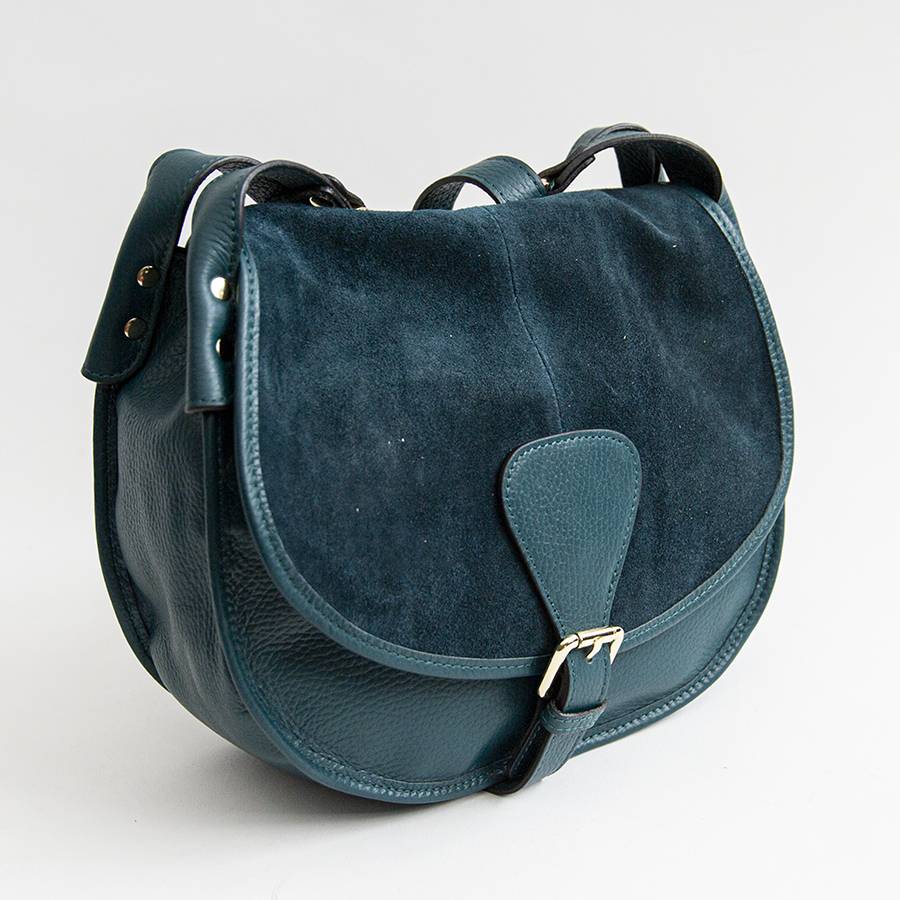 Laura Di Maggio SADDLE – postina in pelle e camoscio petrolio Officina
