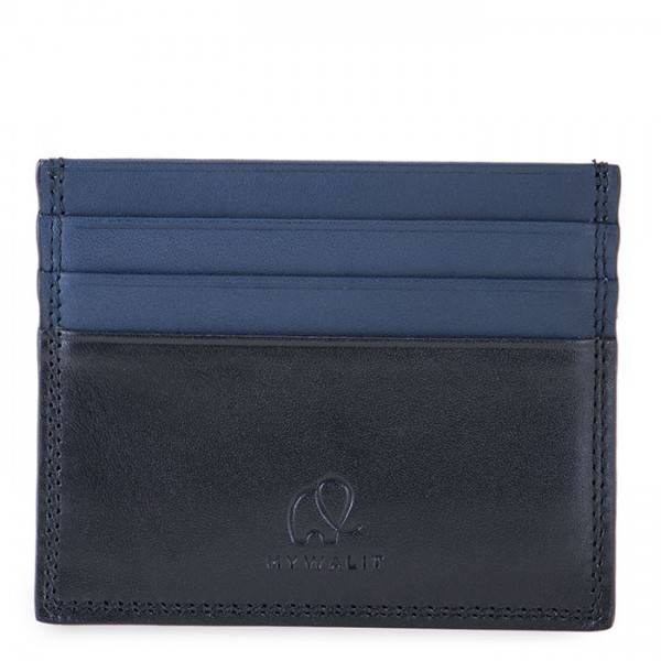 Mywalit Porta carte di credito doppio con tecnologia RFID Nero-Blu