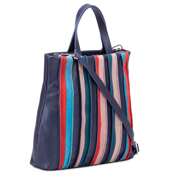 Mywalit Borsa Shopper Laguna in pelle e camoscio Blu Italia