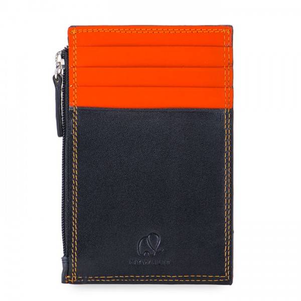 Mywalit Porta carte di credito con portamonete e tecnologia RFID Nero-Arancione