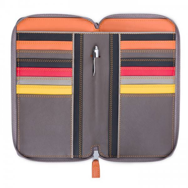 Mywalit Portafoglio multifunzione con zip su tre lati e tracolla Fumo Saldi Di Fabbrica