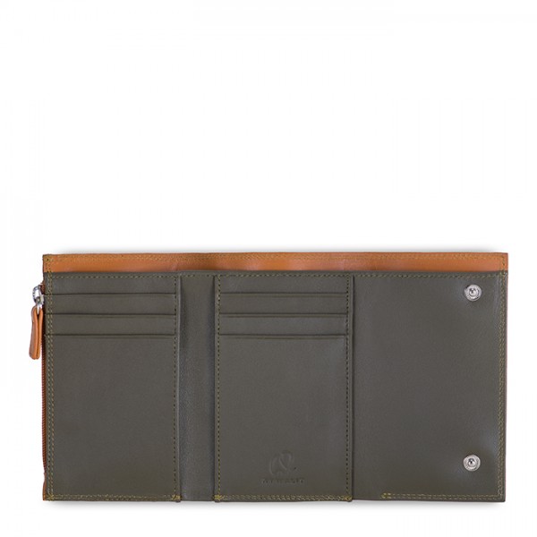 Mywalit Portafoglio da uomo Tri-fold con zip Marrone-Oliva Offerta settimanale