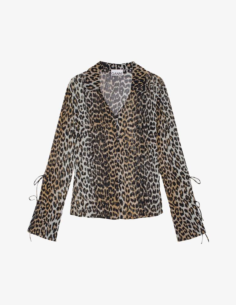 Ganni Camicia slim in chiffon stampato Vendita Calda
