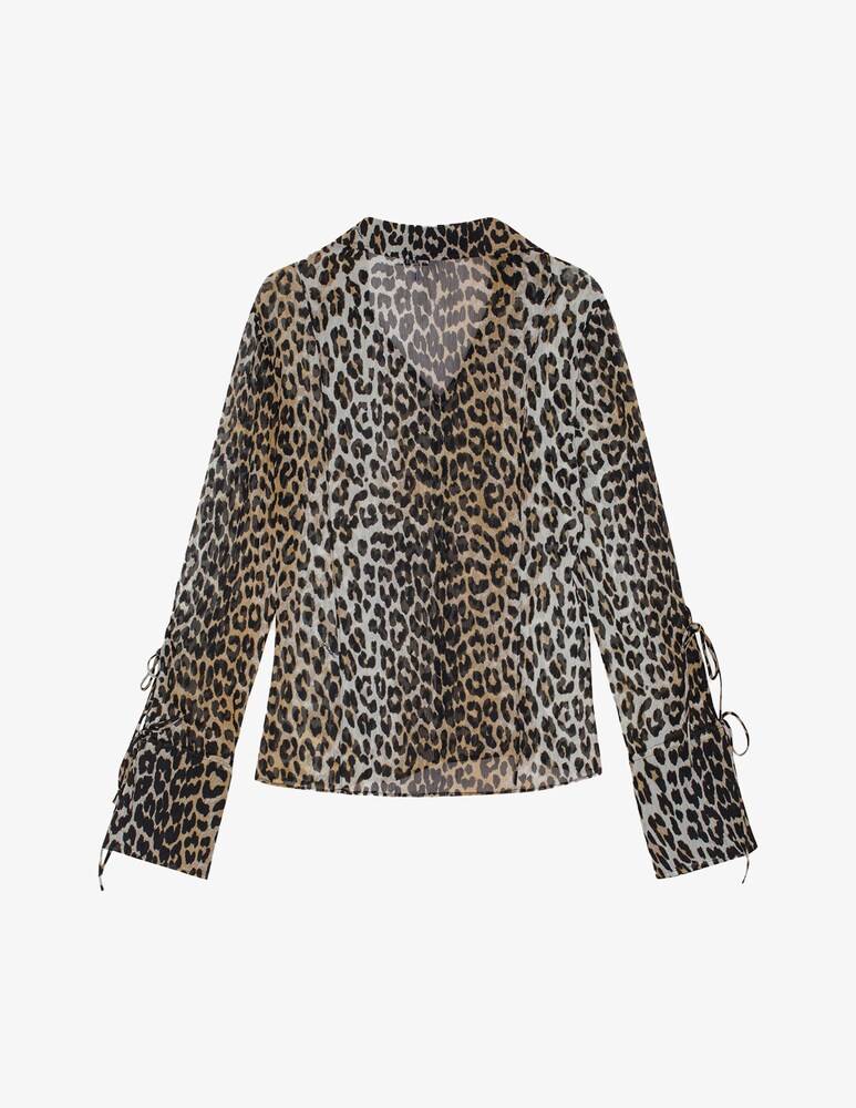 Ganni Camicia slim in chiffon stampato Vendita Calda
