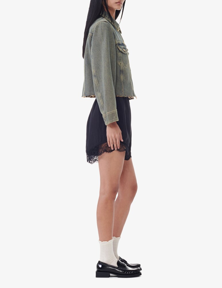 Ganni Shorts in habotai di viscosa elasticizzato Vendita Economica
