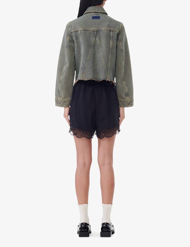 Ganni Shorts in habotai di viscosa elasticizzato Vendita Economica