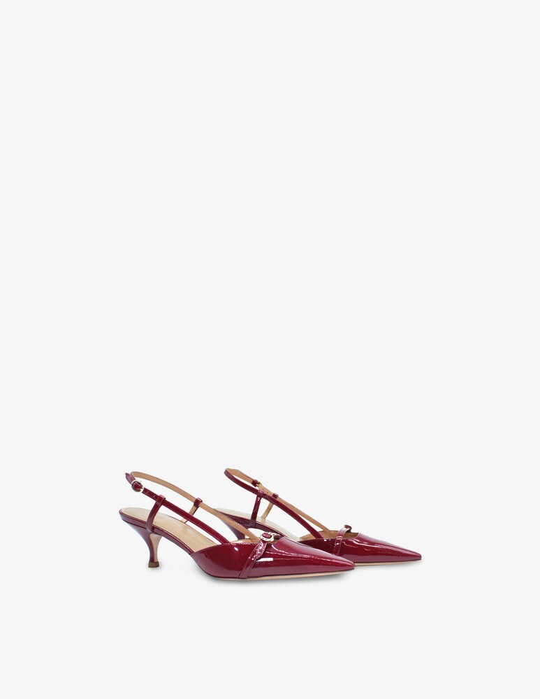 A. Bocca Slingback in vernice con tacco kitten Vendita Economica
