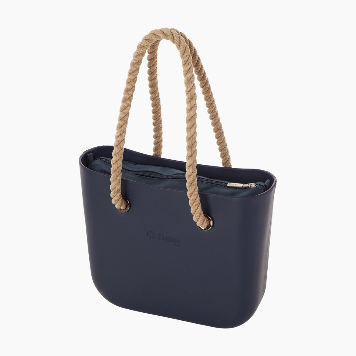 O bag mini blu navy e naturale In Saldo