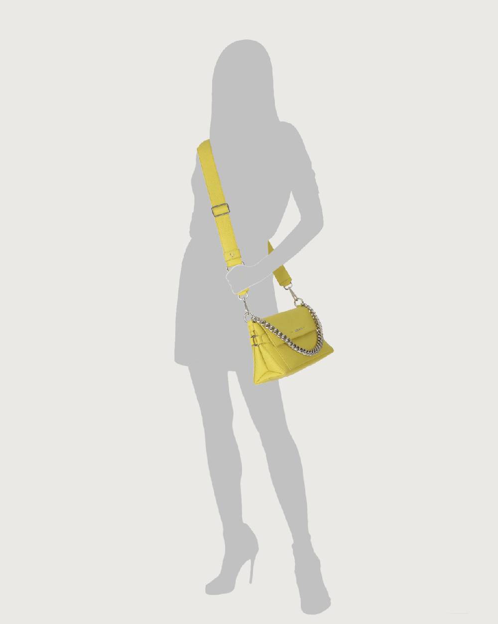 Orciani Borsa a spalla Missy Longuette Soft in pelle con catena e tracolla 2025