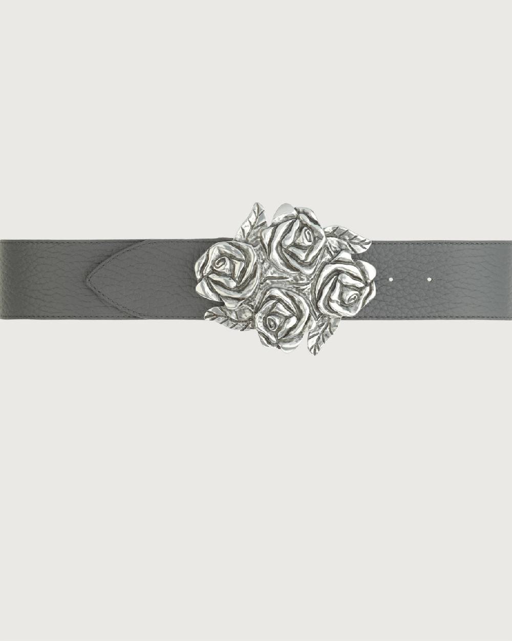 Orciani Cintura Soft in pelle con fibbia motivo rose 5 cm Acquista Ora