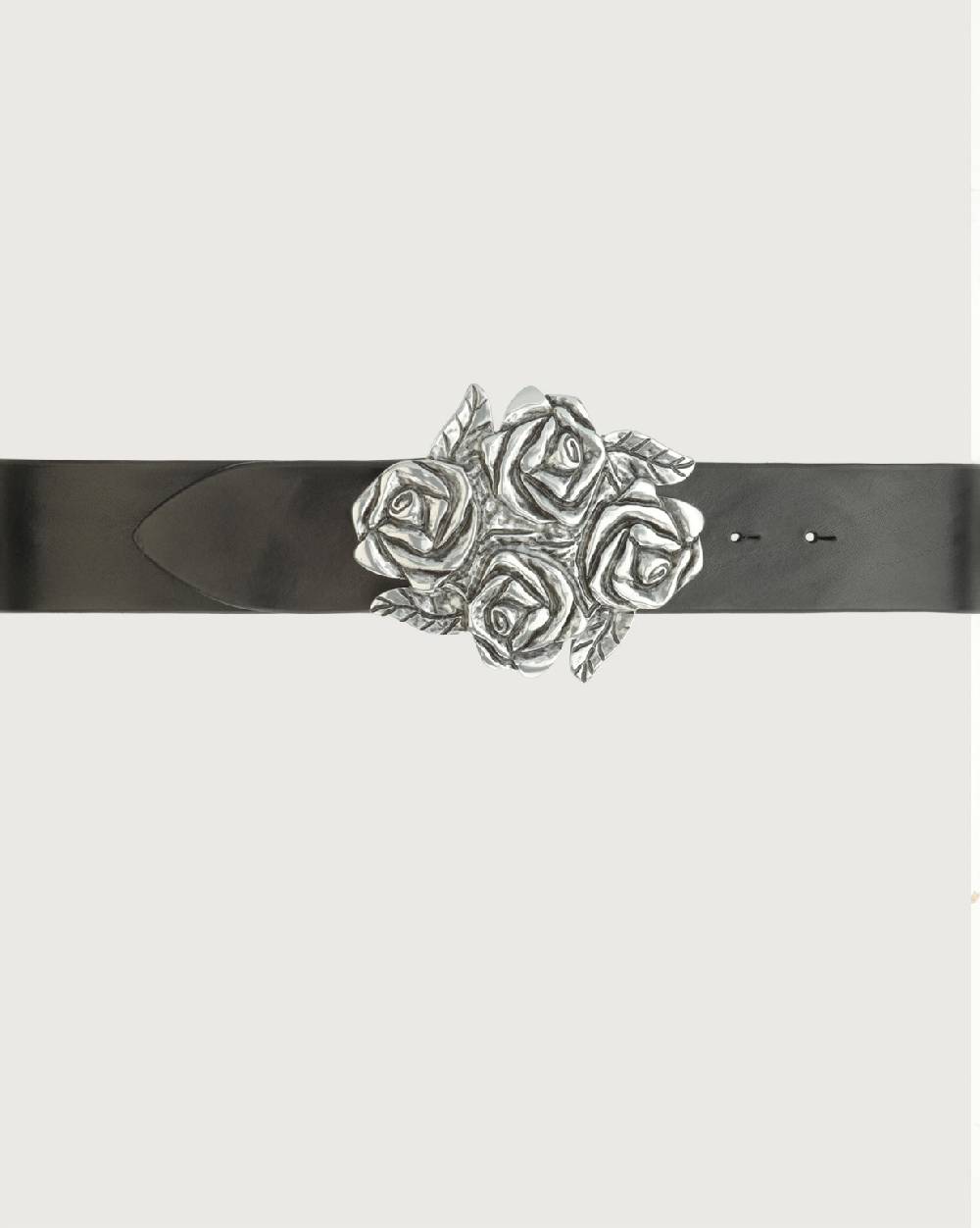 Orciani Cintura Bull Soft in cuoio con fibbia motivo rose 5 cm Consegna Veloce
