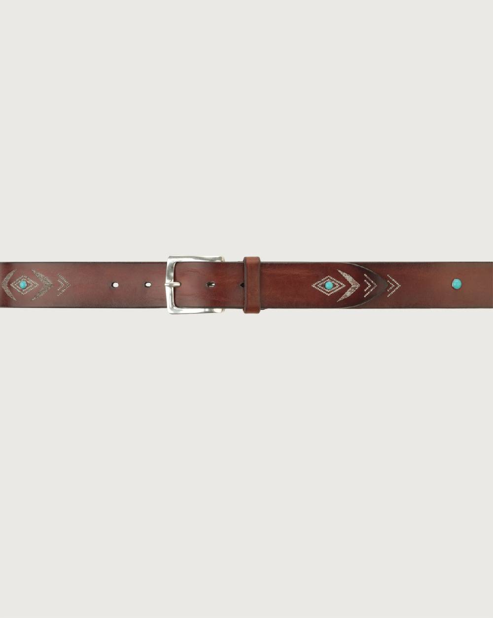 Orciani Cintura Bull Soapy in cuoio con cabochon turchesi Vendite Flash
