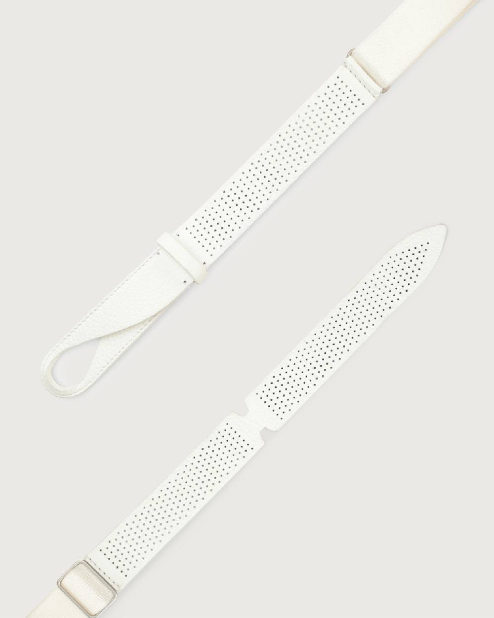 Orciani Cintura Nobuckle Micron in pelle traforata e tessuto In Linea