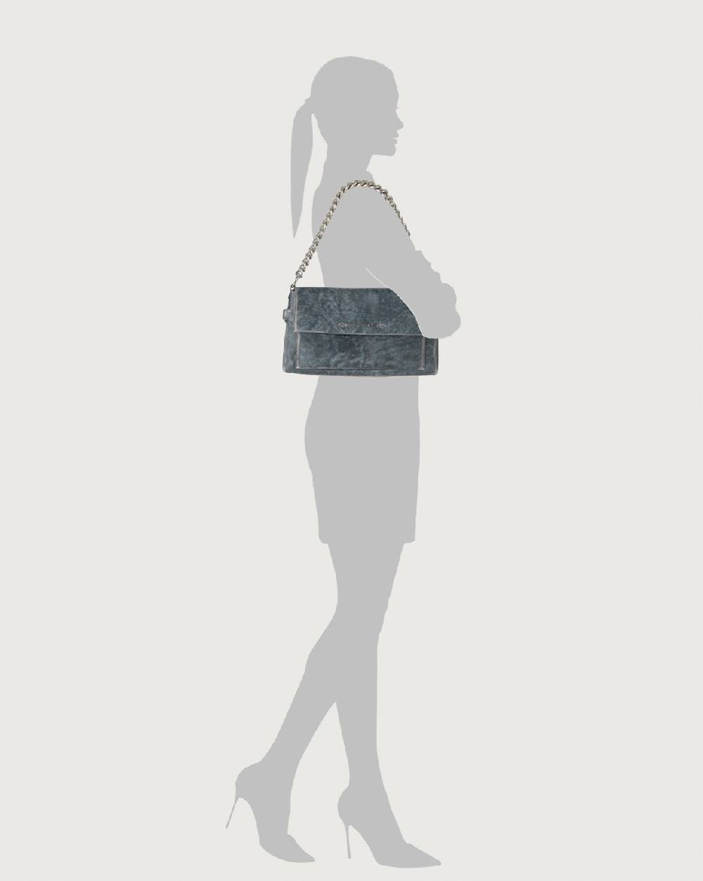 Orciani Borsa a spalla Missy Longuette Delavè in pelle con catena e tracolla Qualità