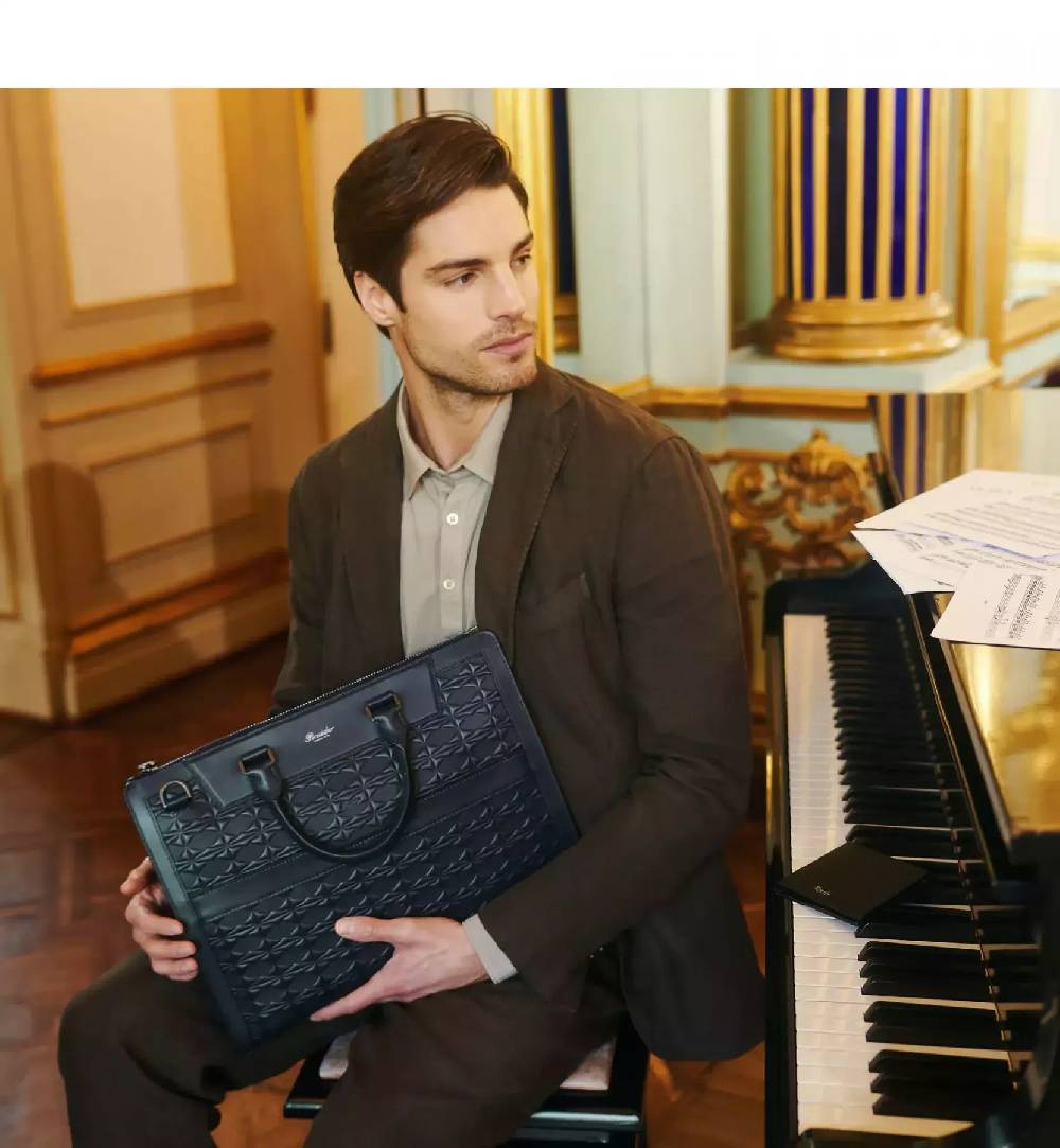 Pineider Slim Briefcase in Embossed Empress Pezzi Unici