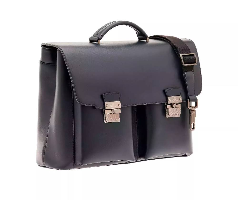 Pineider Double Briefcase in Metro Smooth Italia