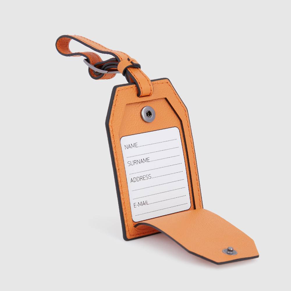 Piquadro Address Tag in pelle con logo PQD inciso Vendita Economica