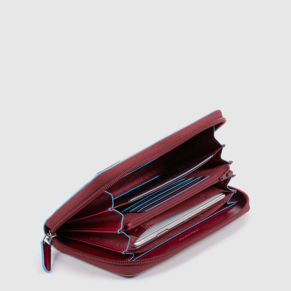 Piquadro Zip-around women’s wallet with four dividers Vendita Calda
