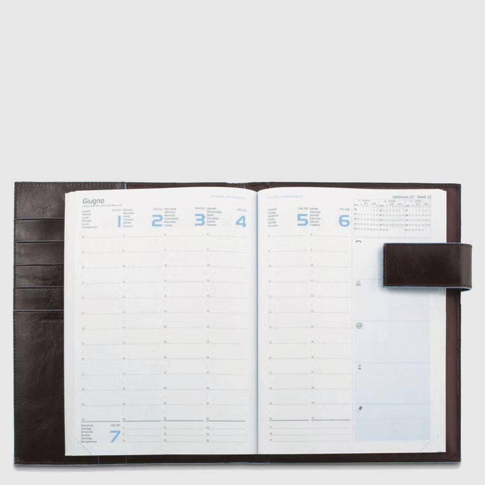 Piquadro Leather weekly diary with In Linea