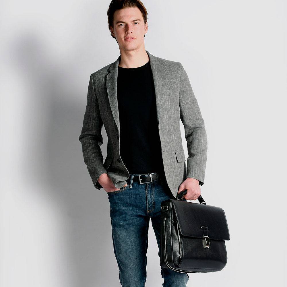 Piquadro Over-flap, expandable computer bag Vendita Economica