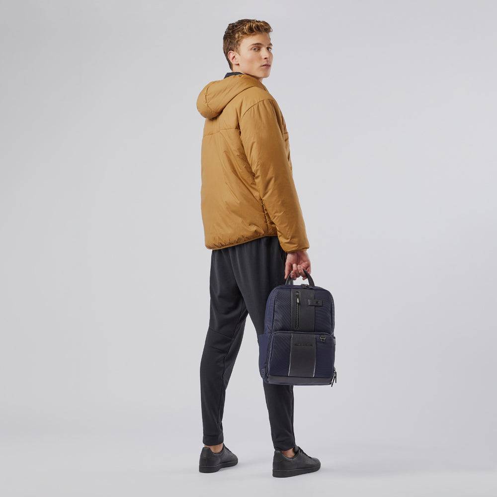 Piquadro Laptop and iPad® backpack in recycled fabric with Online