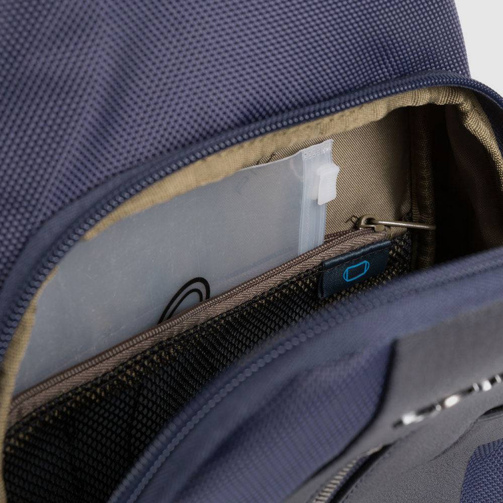 Piquadro Mono sling in recycled fabric with LED light In Linea