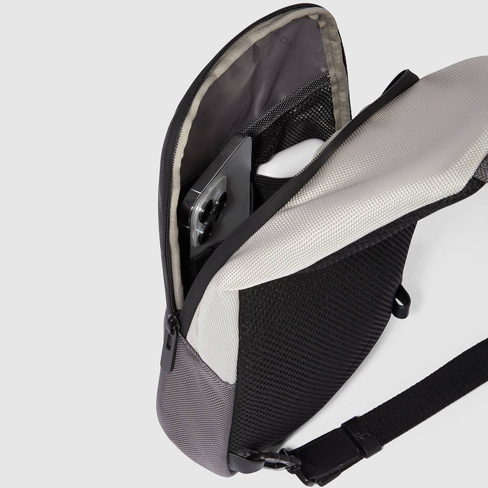 Piquadro Mono sling bag for iPad®mini in recycled fabric Pezzi Unici